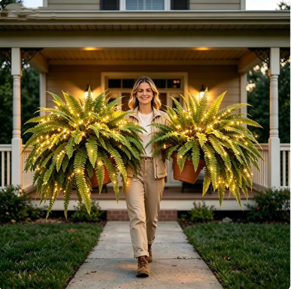 💥 50% OFF  Glowing Boston Ferns with Lights✨ Zero Watering & Maintenance💛