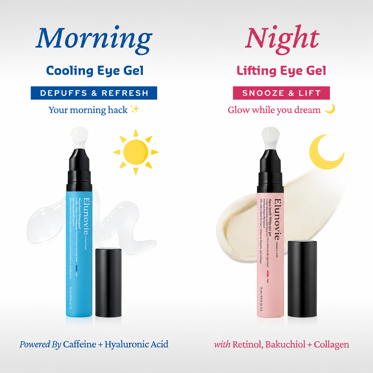 Elunovie Hydrating Lifting Eye Gel | Retinol + Collagen + Peptide Eye Cream