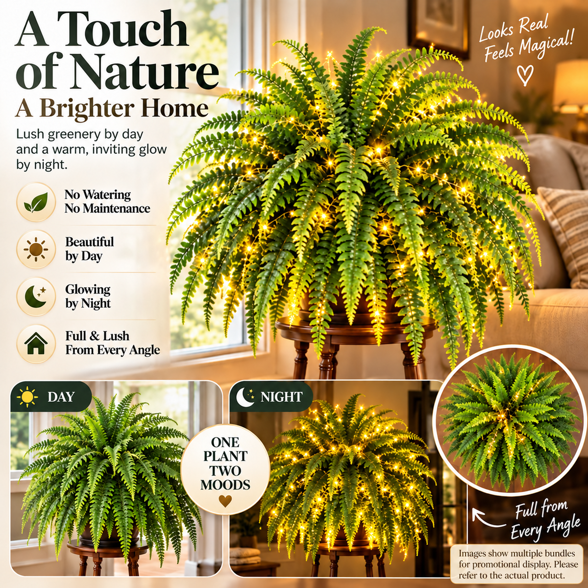 💥 50% OFF  Glowing Boston Ferns with Lights✨ Zero Watering & Maintenance💛