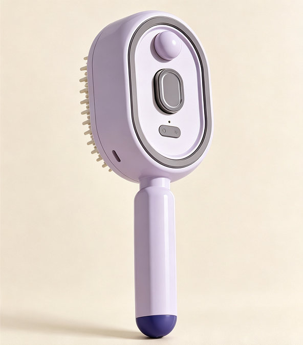 5 in 1 Rechargeable Hair Straightener Brush with Detangling Comb, Self-Cleaning Anti-Tangle Steam Massage Comb,Soft Round Teeth Massage Scalp with Built-In Water Spray