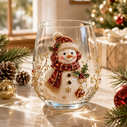 🎄✨ 3D Christmas Glass Art Cup | Luxury Raised Holiday Glassware for Drinks, Decor & Christmas Gifts