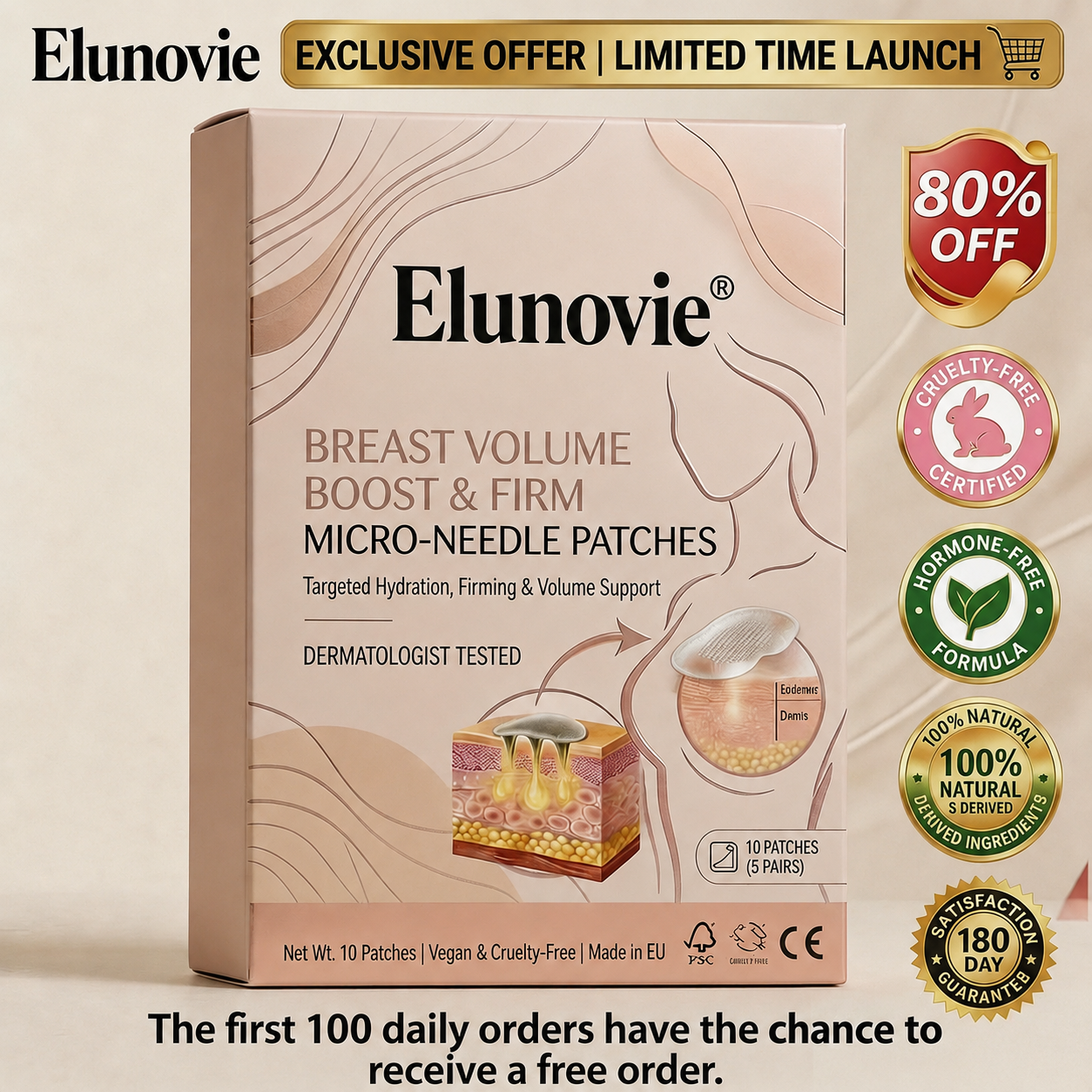 🔥Limited-time 60% sale--Elunovie Targeted Breast Enhancement Advanced Nano-Microneedle Patches